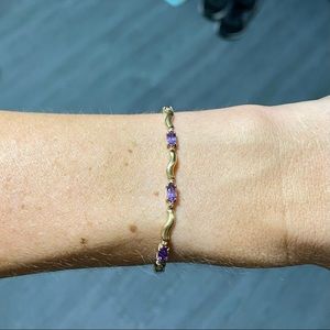 10k gold and amethyst tennis bracelet